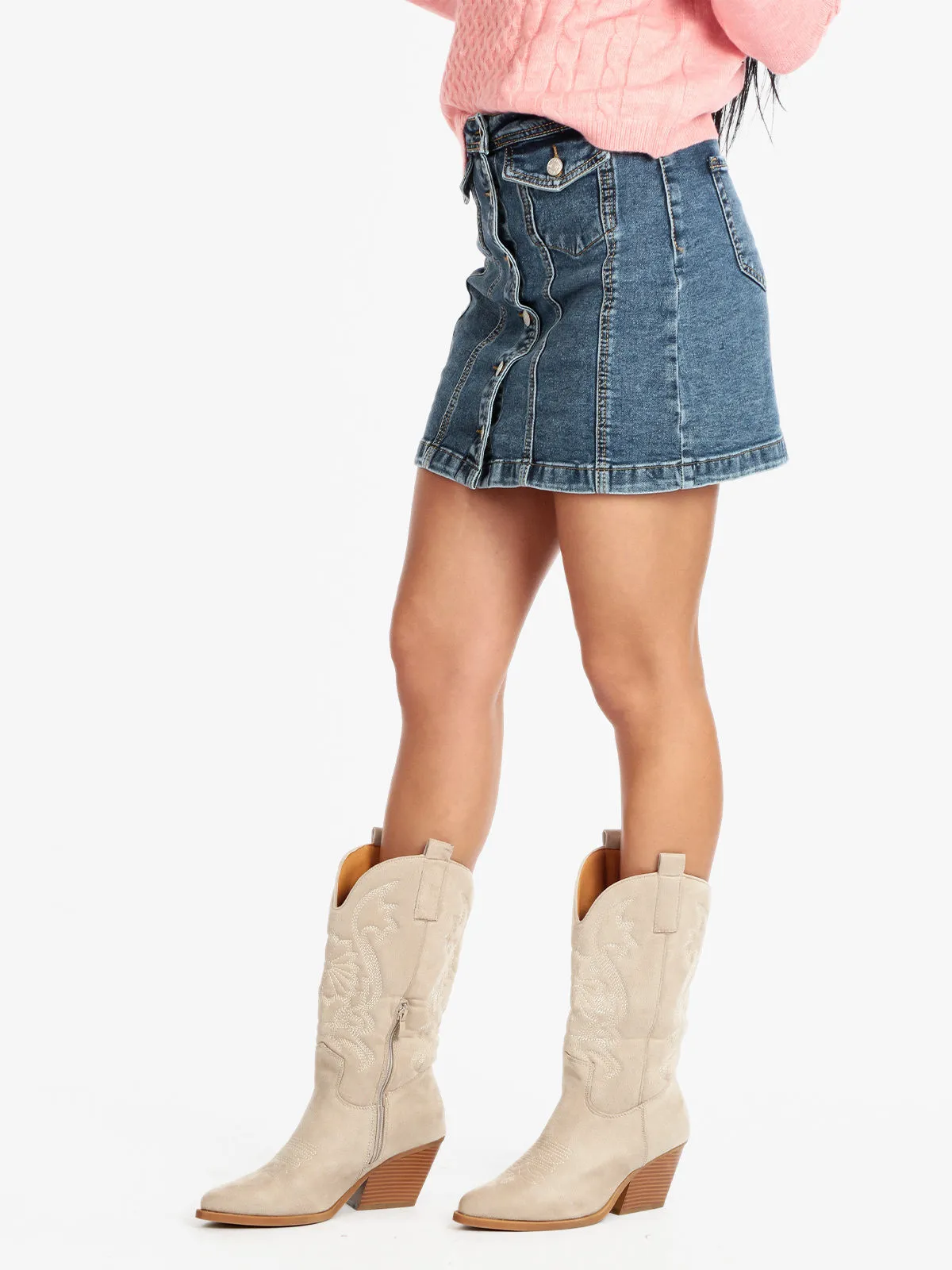 Farfallina Jupe en jean à boutons
