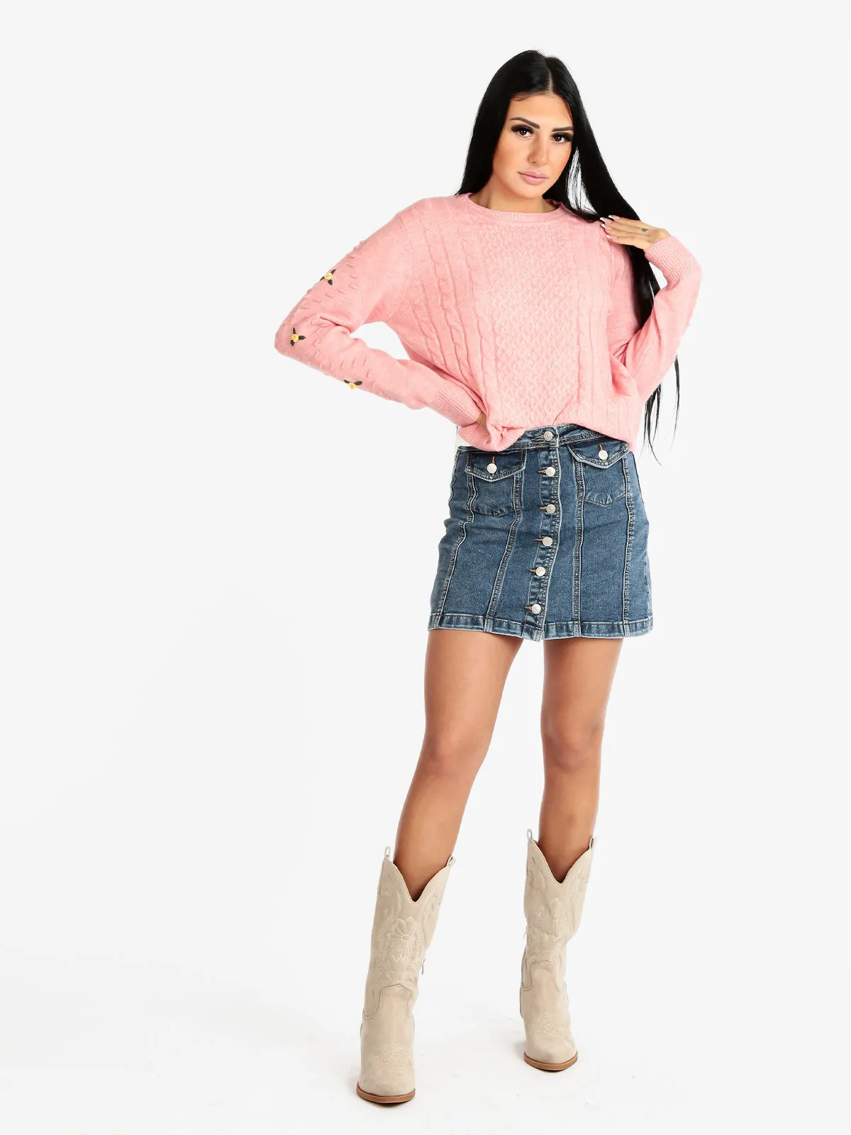 Farfallina Jupe en jean à boutons