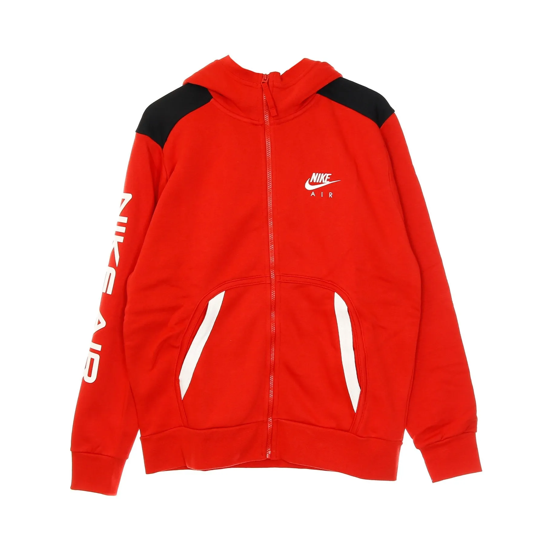 Felpa Cappuccio Zip Uomo Sportswear Air Hoodie University Red/black/white