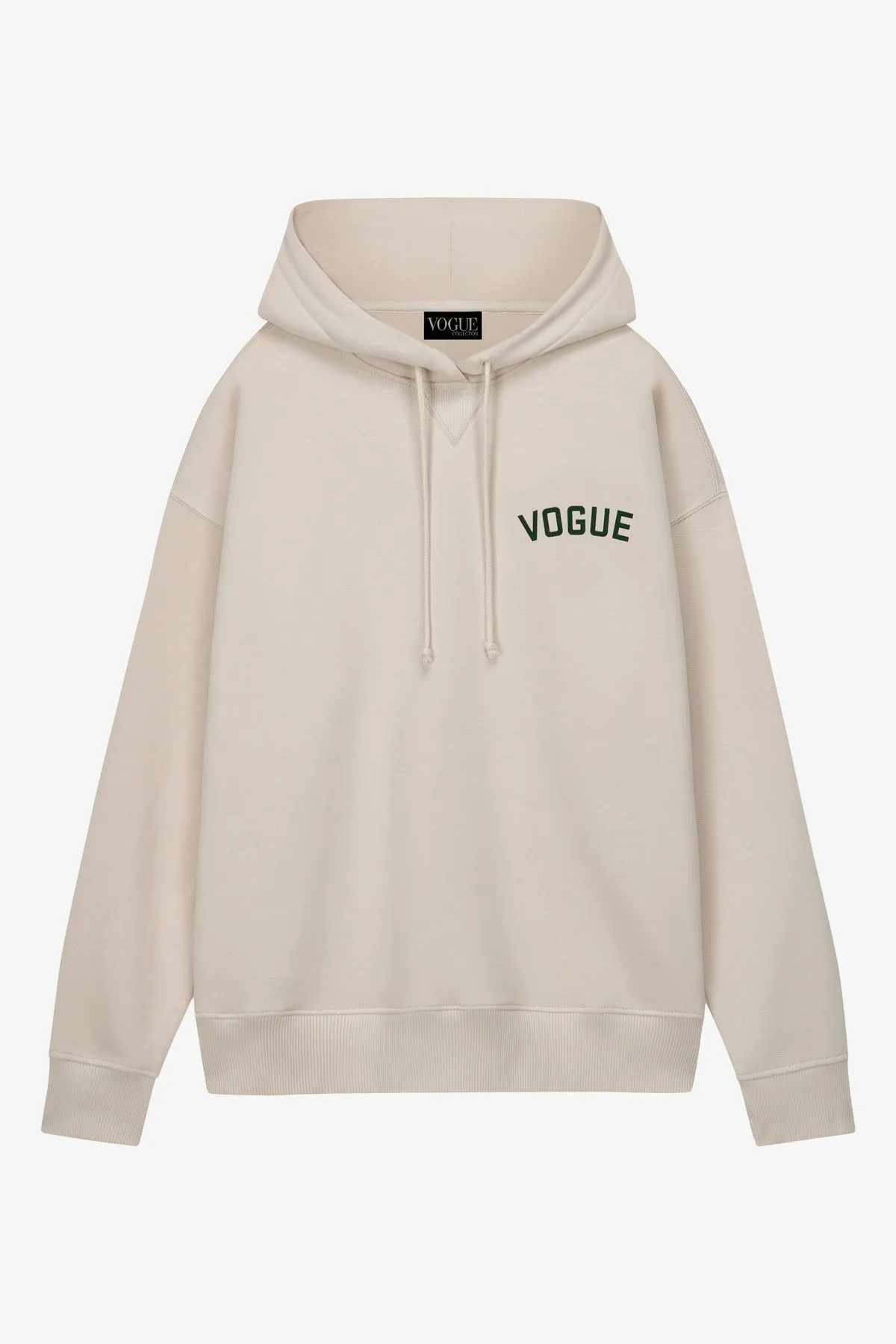 Felpa con cappuccio VOGUE Retro Sports ecru con stampa logo college-