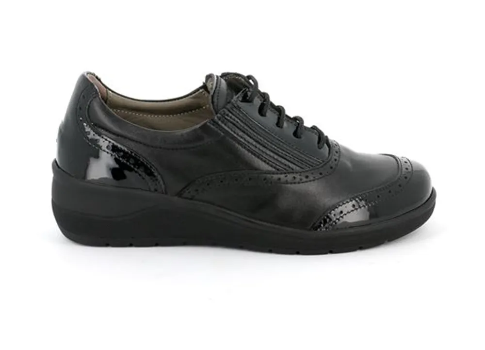 Francesina donna pelle e vernice nera GRUNLAND SCARPA ESTRAIBILE  SC5042 68DAPE nero