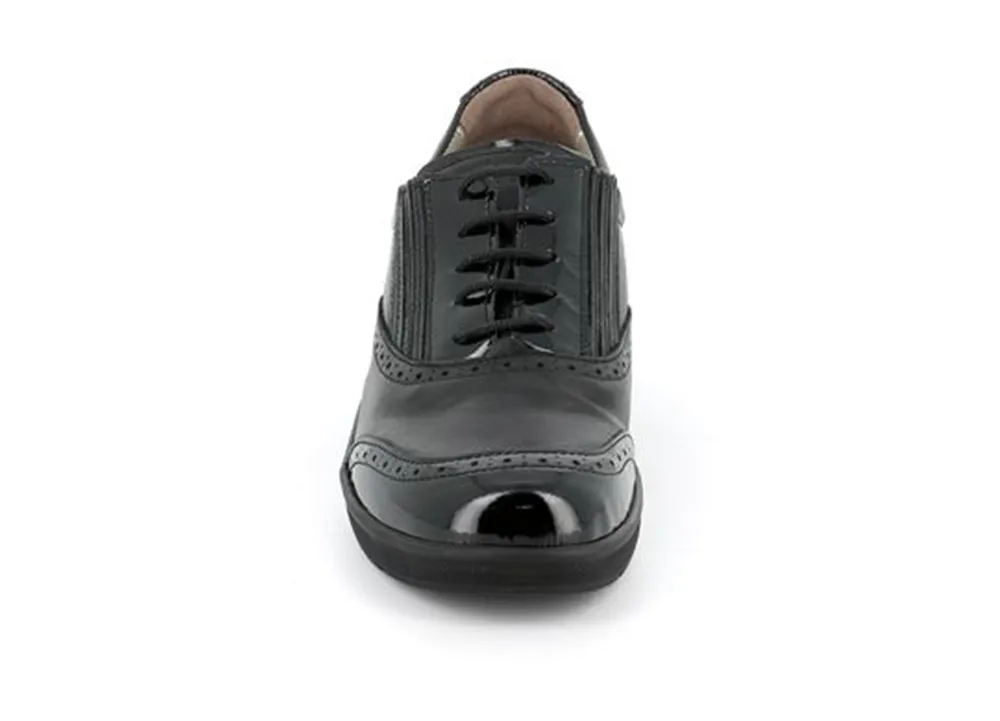 Francesina donna pelle e vernice nera GRUNLAND SCARPA ESTRAIBILE  SC5042 68DAPE nero