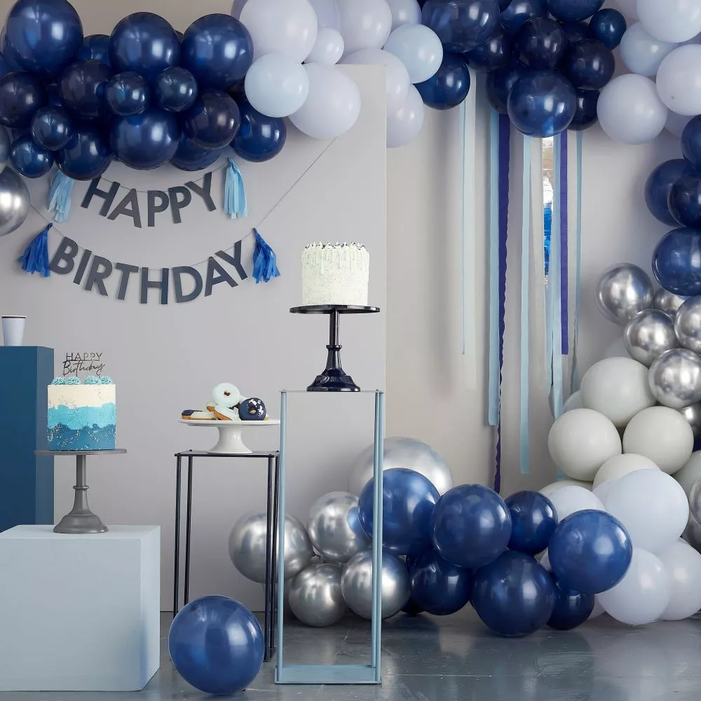 Ghirlanda blu numero 50 con palloncini