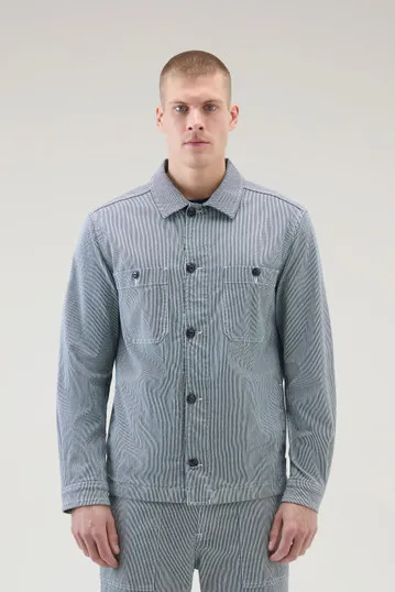 Giacca a camicia a righe in misto cotone                                                                                Blue Str