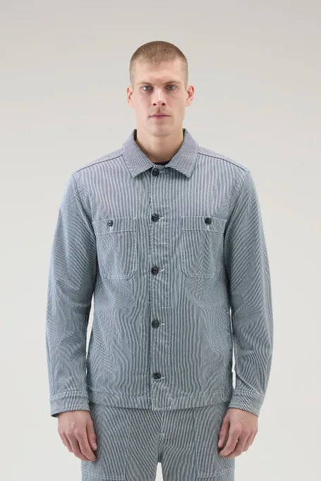 Giacca a camicia a righe in misto cotone                                                                                Blue Str