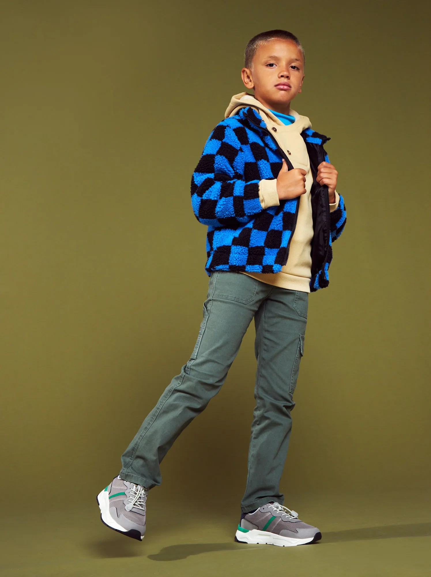 Giacca in sherpa con motivo - BLU