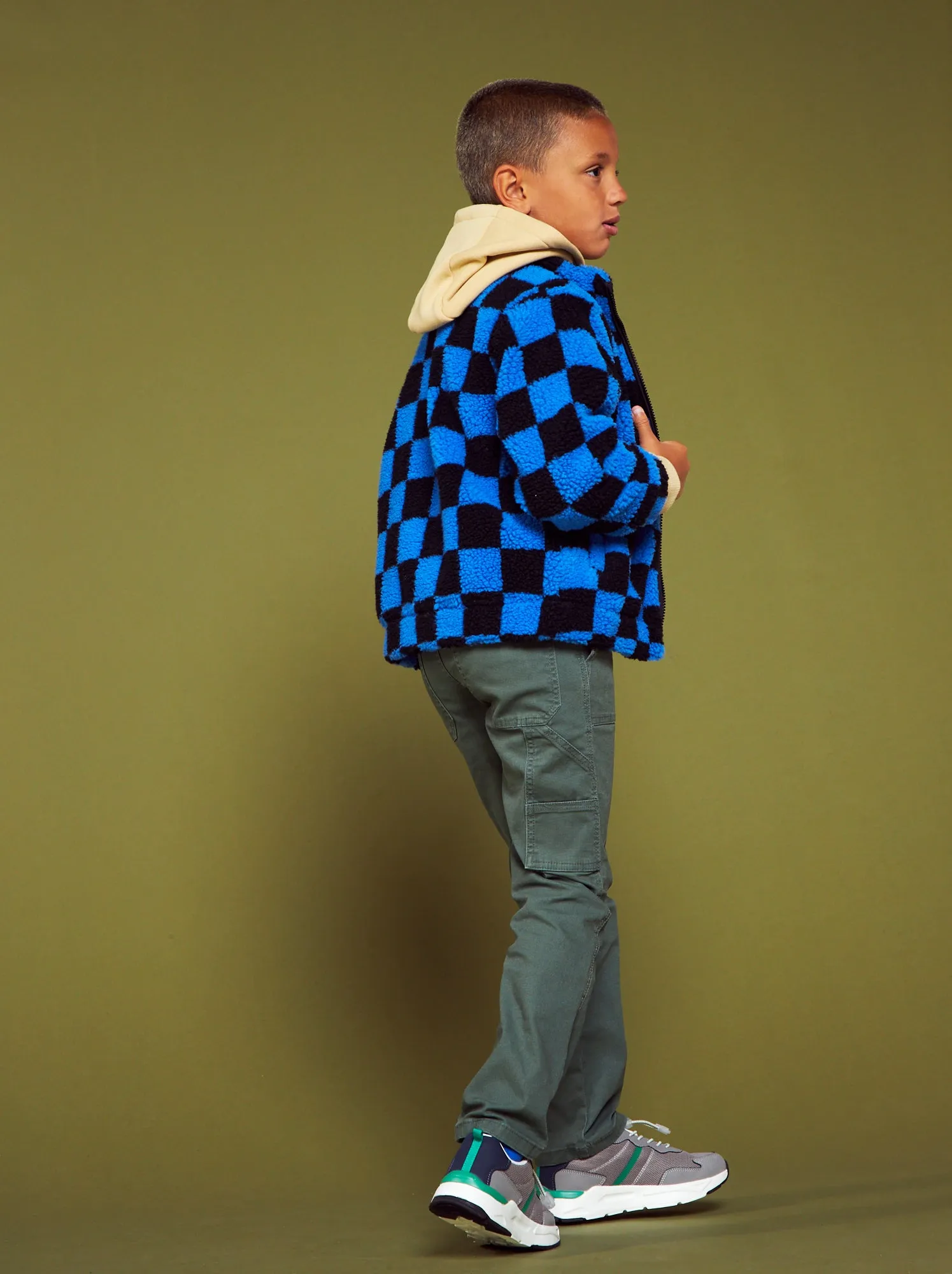 Giacca in sherpa con motivo - BLU