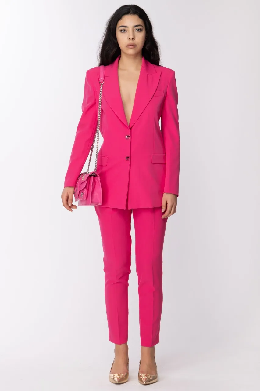 Giacca monopetto con bottoni logati Fucsia