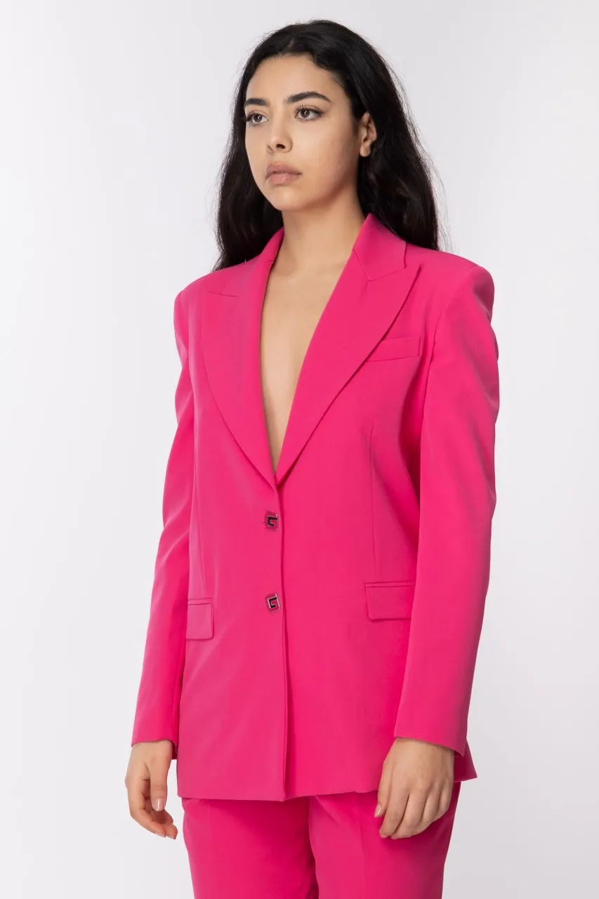 Giacca monopetto con bottoni logati Fucsia