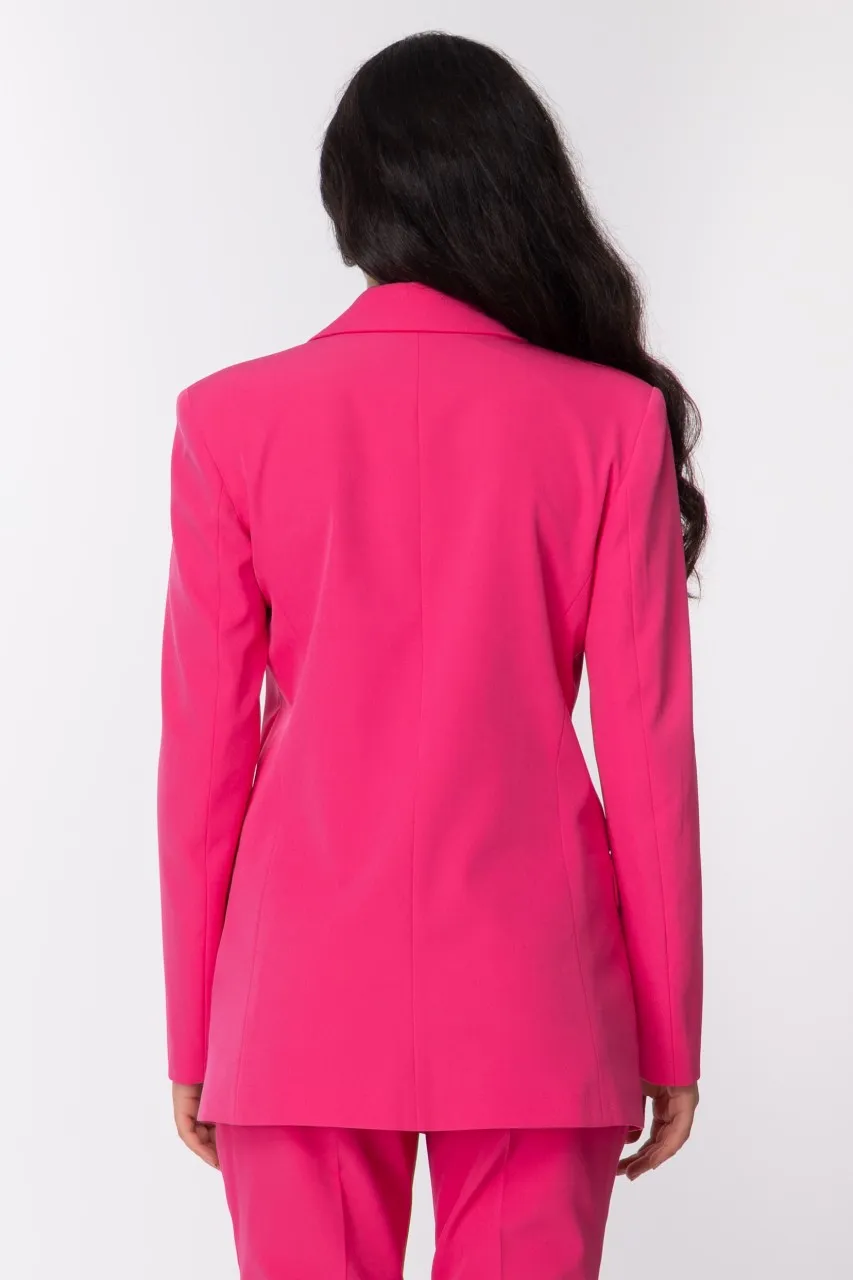 Giacca monopetto con bottoni logati Fucsia