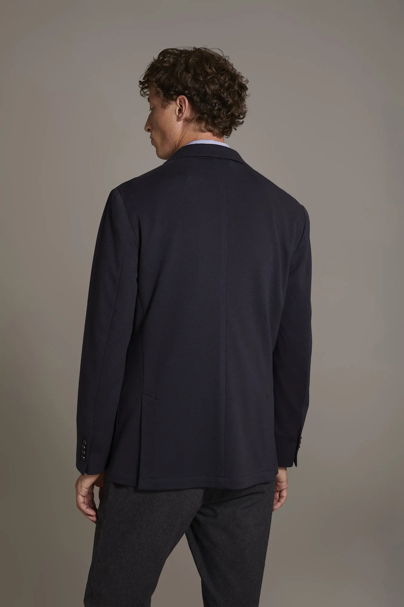 Giacca monopetto tessuto jersey misto cotone