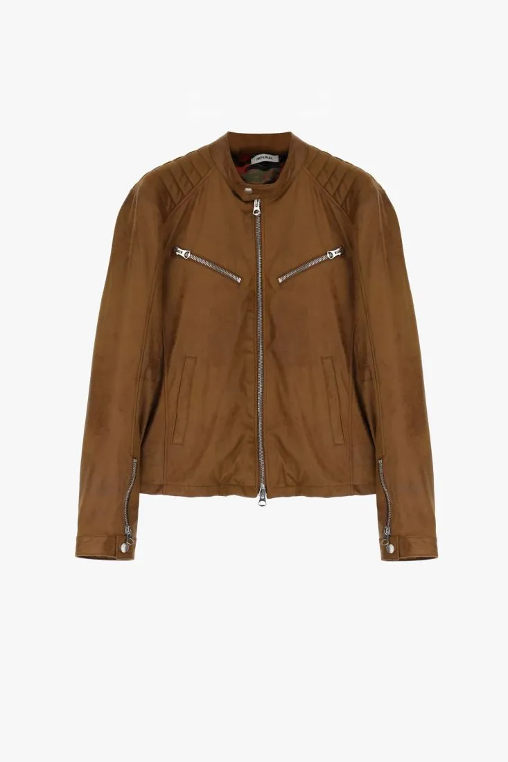 Giubbotto biker monocolour con bottone e zip