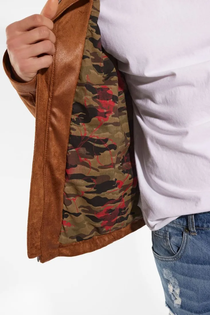 Giubbotto biker monocolour con bottone e zip