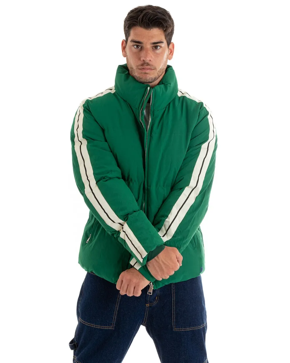 Giubbotto Uomo Bomber Imbottito Puffer Tinta Unita Verde Casual GIOSAL-G3083A