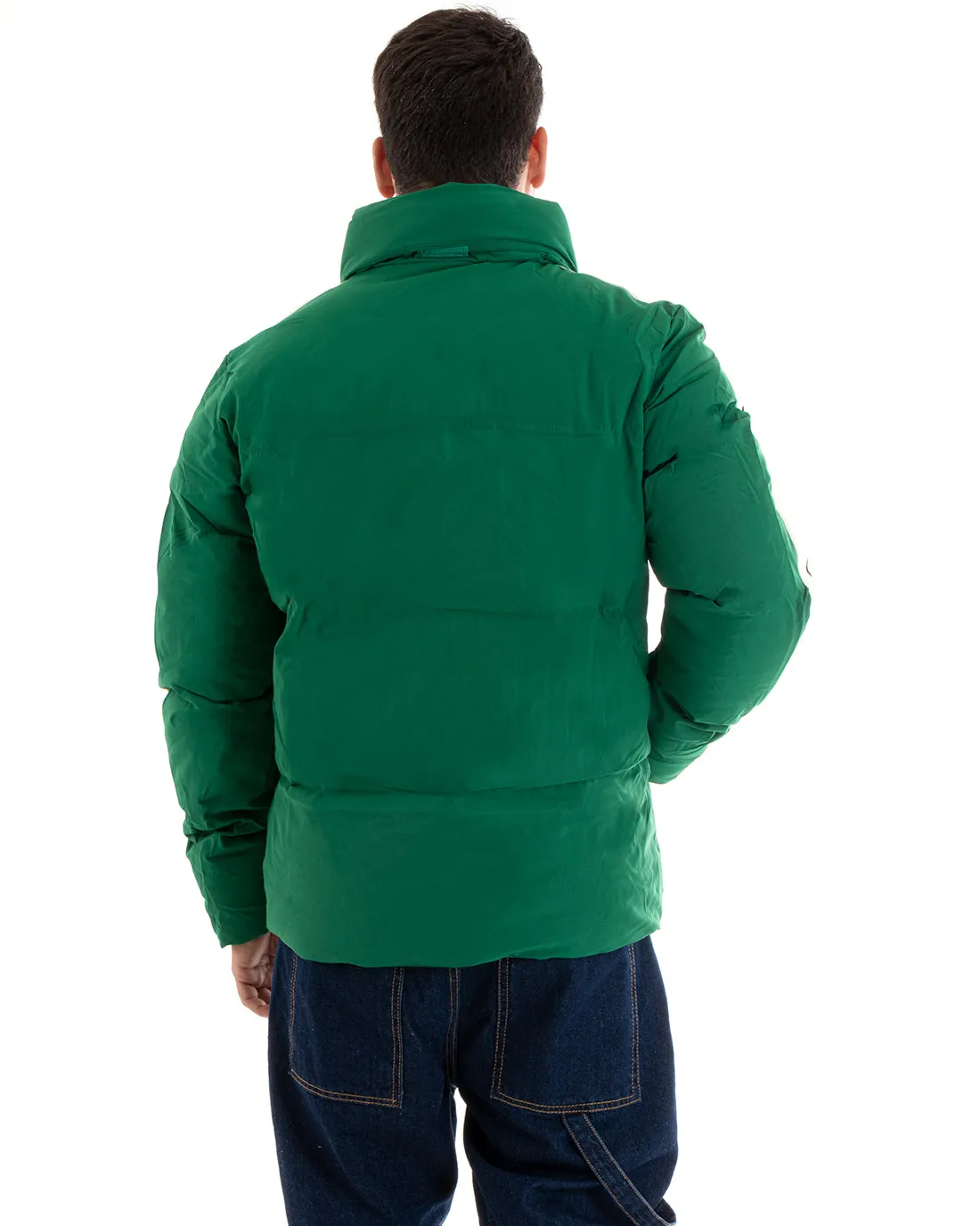 Giubbotto Uomo Bomber Imbottito Puffer Tinta Unita Verde Casual GIOSAL-G3083A