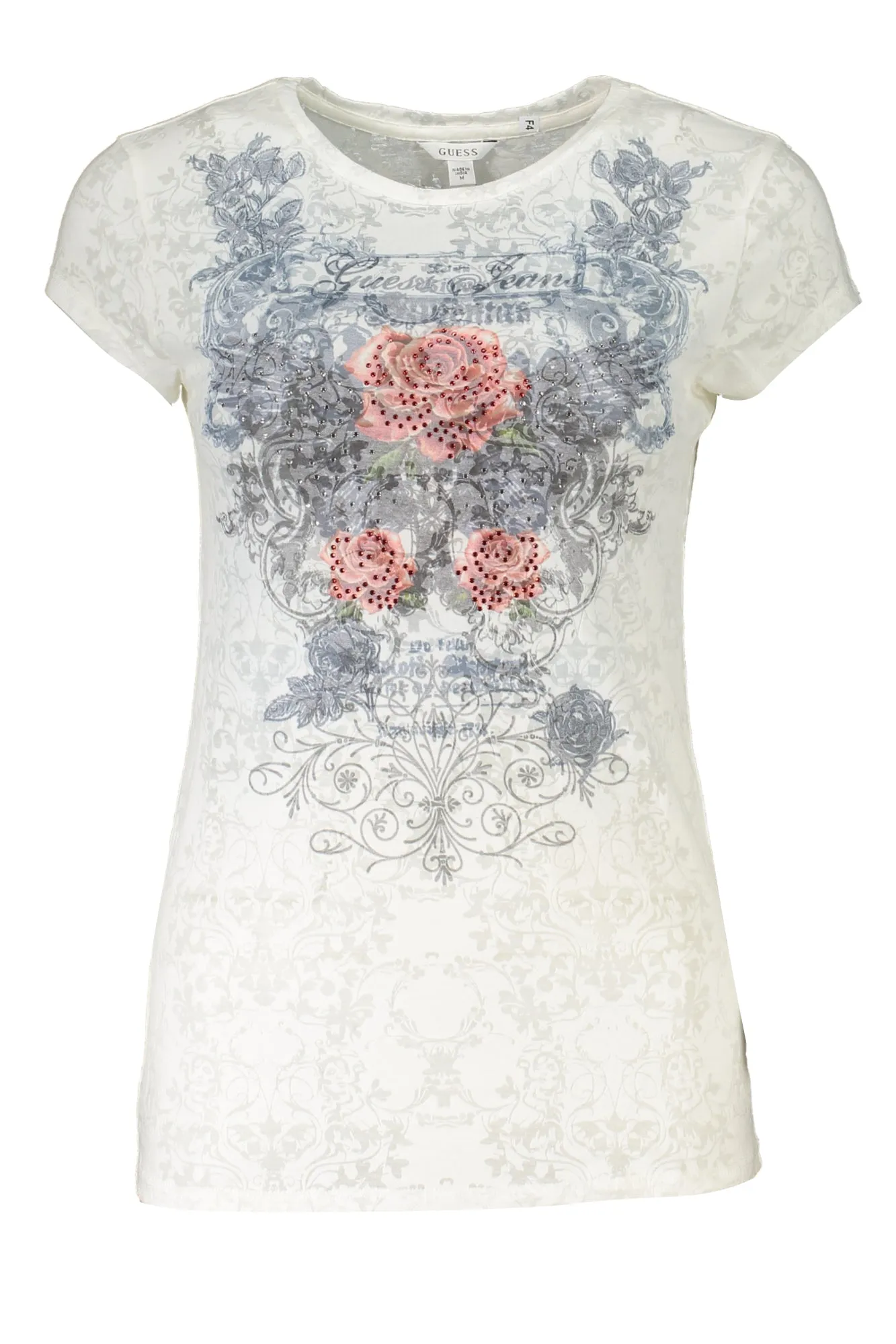 GUESS JEANS T-SHIRT MANICHE CORTE DONNA BIANCO