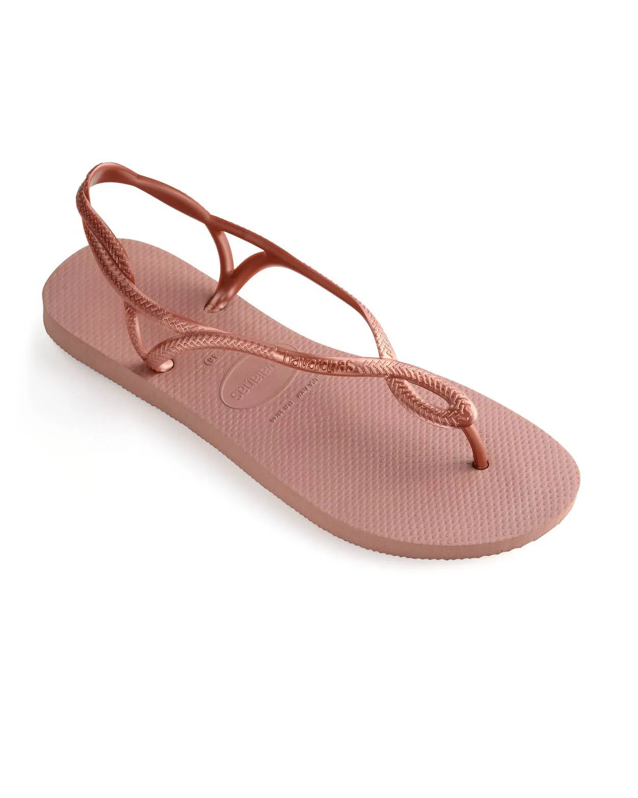 Havaianas Luna Sand rosa con fascette intrecciate con logo in rilievo tono su tono