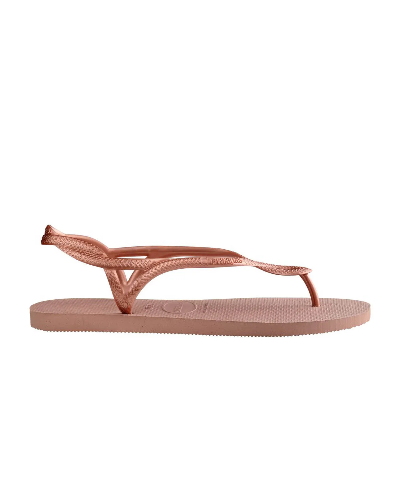 Havaianas Luna Sand rosa con fascette intrecciate con logo in rilievo tono su tono