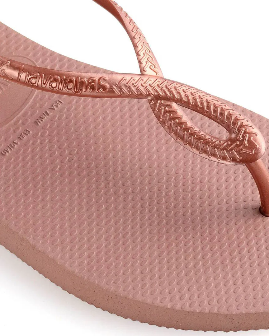Havaianas Luna Sand rosa con fascette intrecciate con logo in rilievo tono su tono