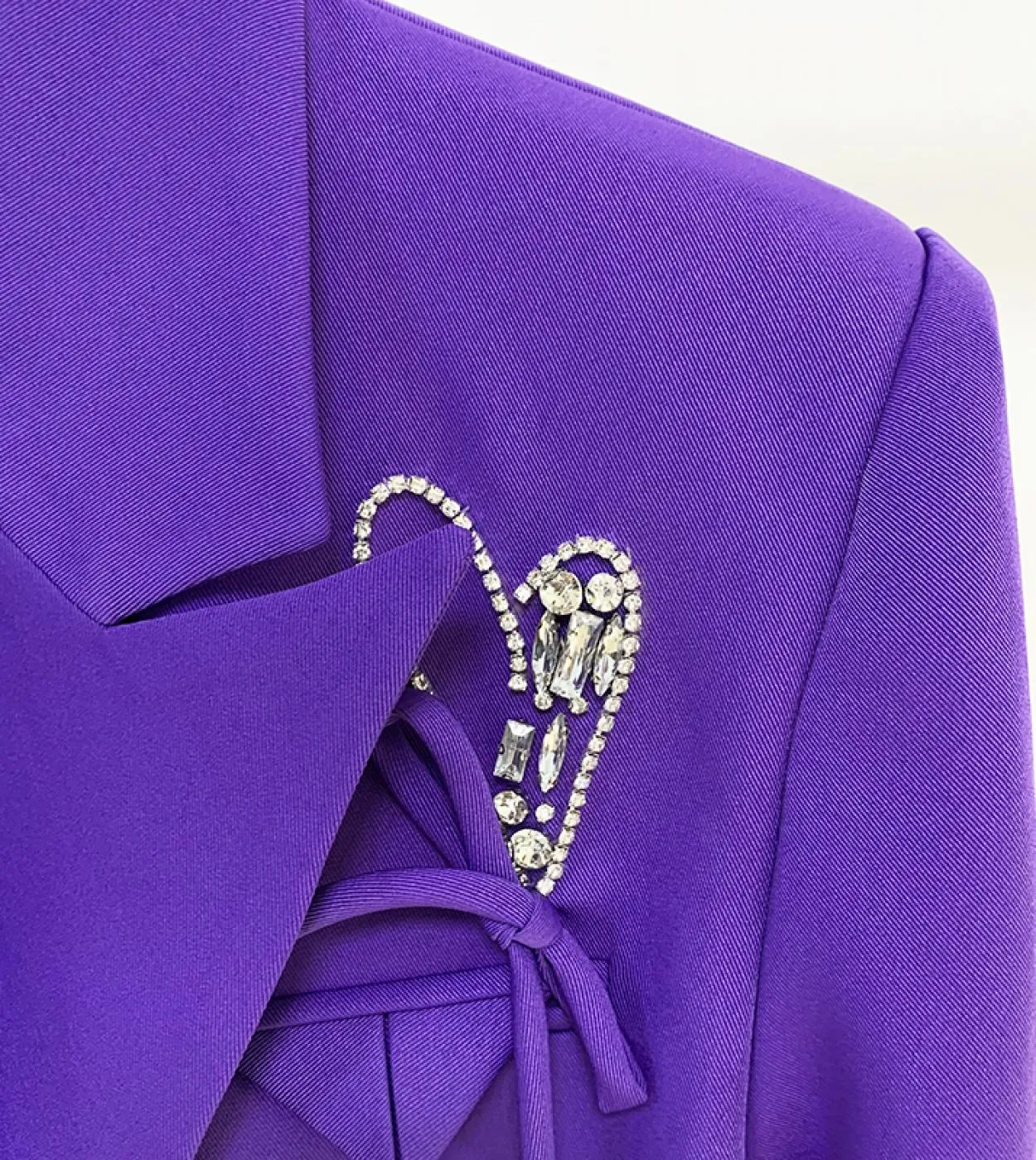 High Street Newest Designer Jacket Womens Purple Double Breasted Diamonds Heart Buttons Blazer con perline allingrossoja