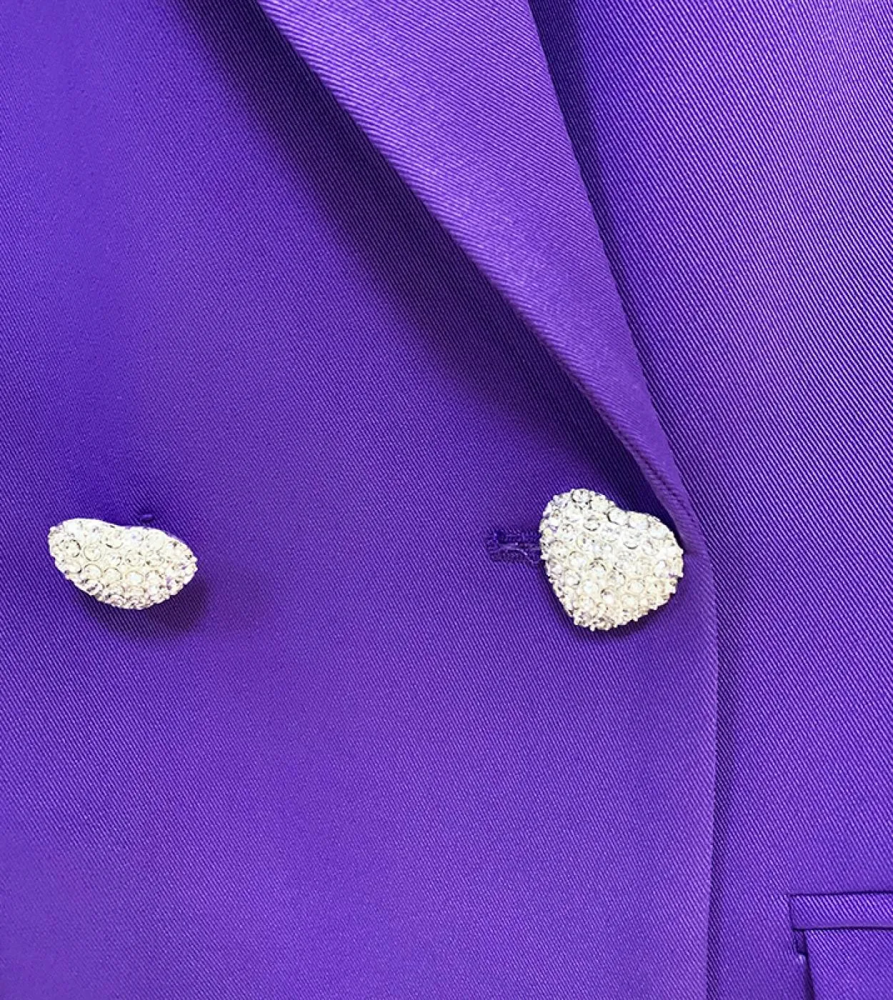 High Street Newest Designer Jacket Womens Purple Double Breasted Diamonds Heart Buttons Blazer con perline allingrossoja