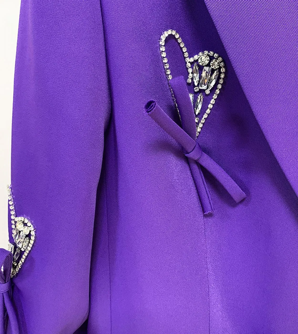 High Street Newest Designer Jacket Womens Purple Double Breasted Diamonds Heart Buttons Blazer con perline allingrossoja