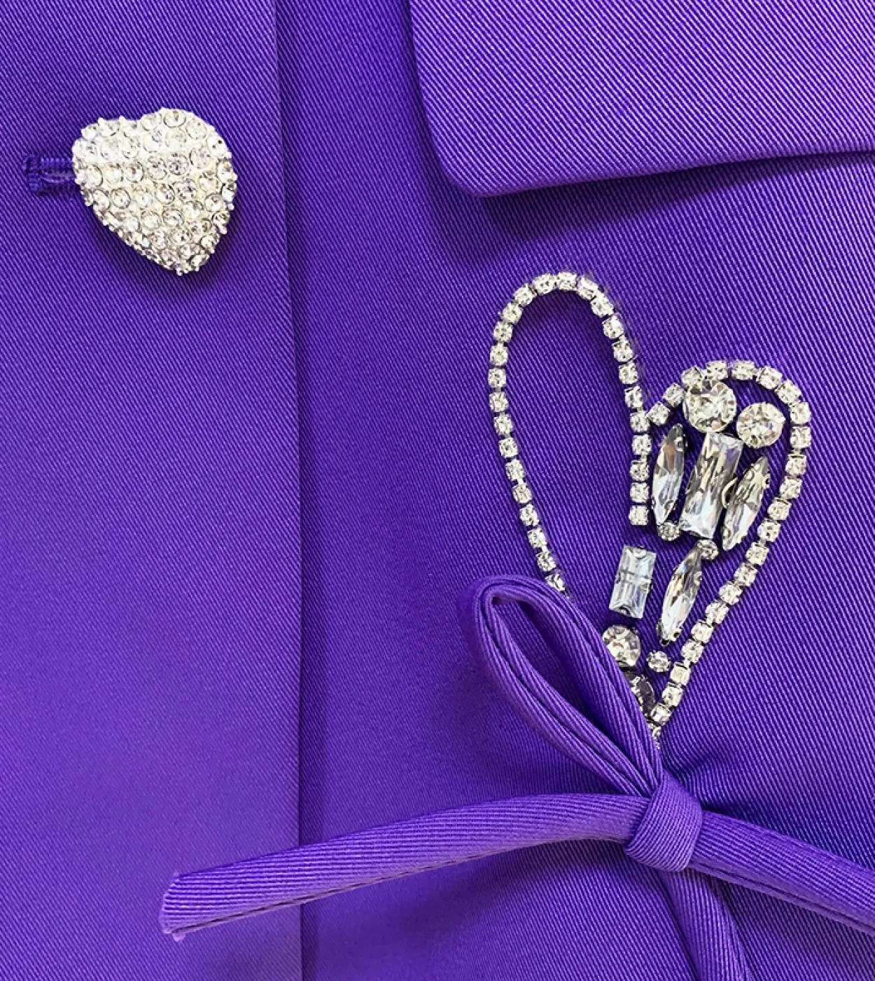 High Street Newest Designer Jacket Womens Purple Double Breasted Diamonds Heart Buttons Blazer con perline allingrossoja