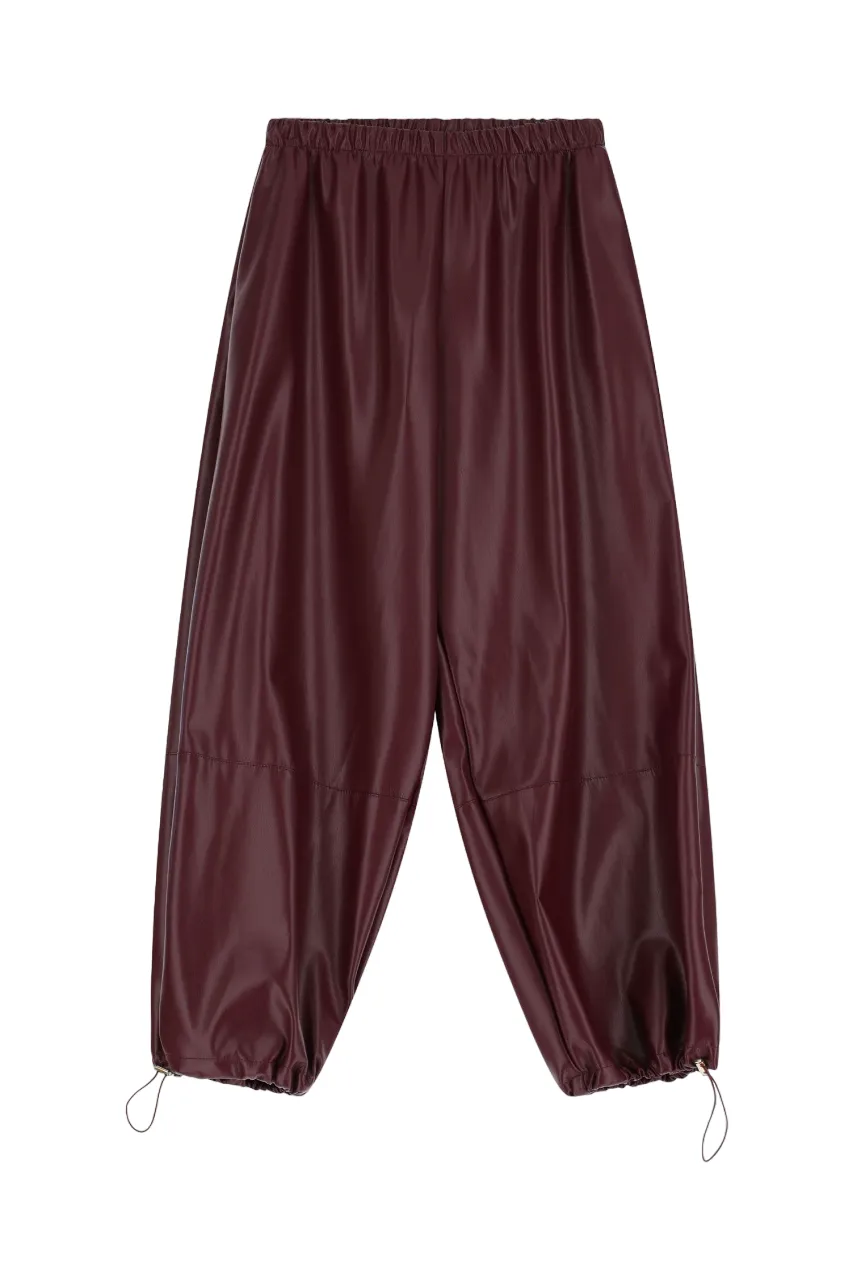 IMPERIAL   PANTALONE LARGO BORDEAUX IN SIMILPELLE