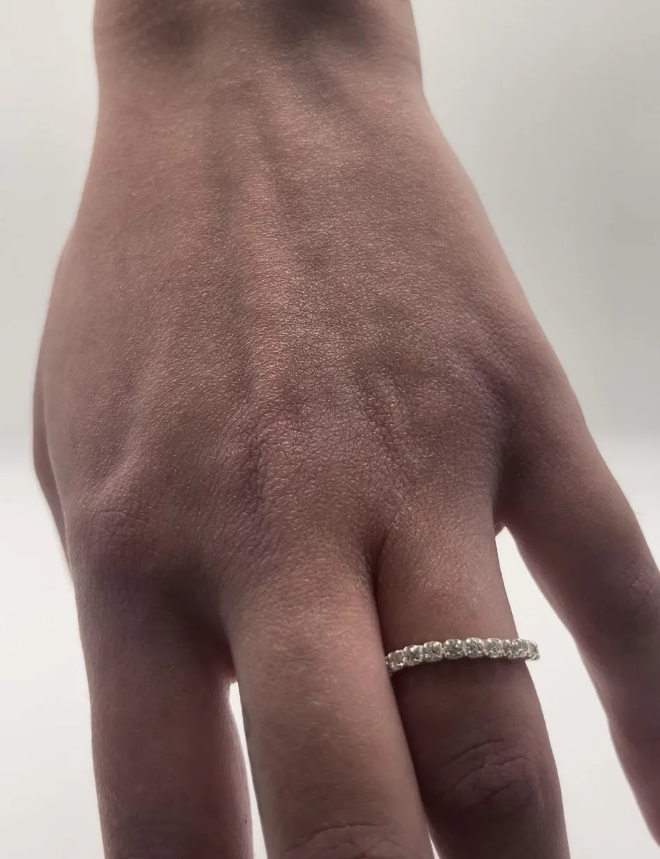 Infinity anello tennis saldato in argento bianco