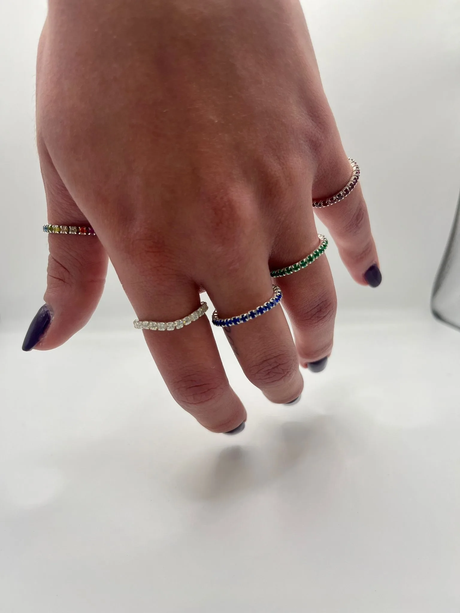 Infinity anello tennis saldato in argento bianco