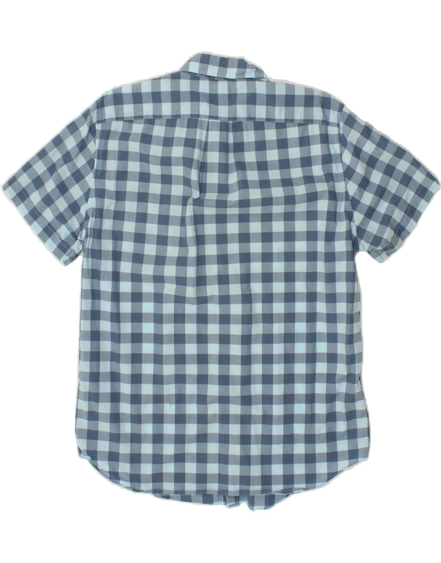 J. CREW Mens Short Sleeve Shirt Large Blue Gingham Cotton