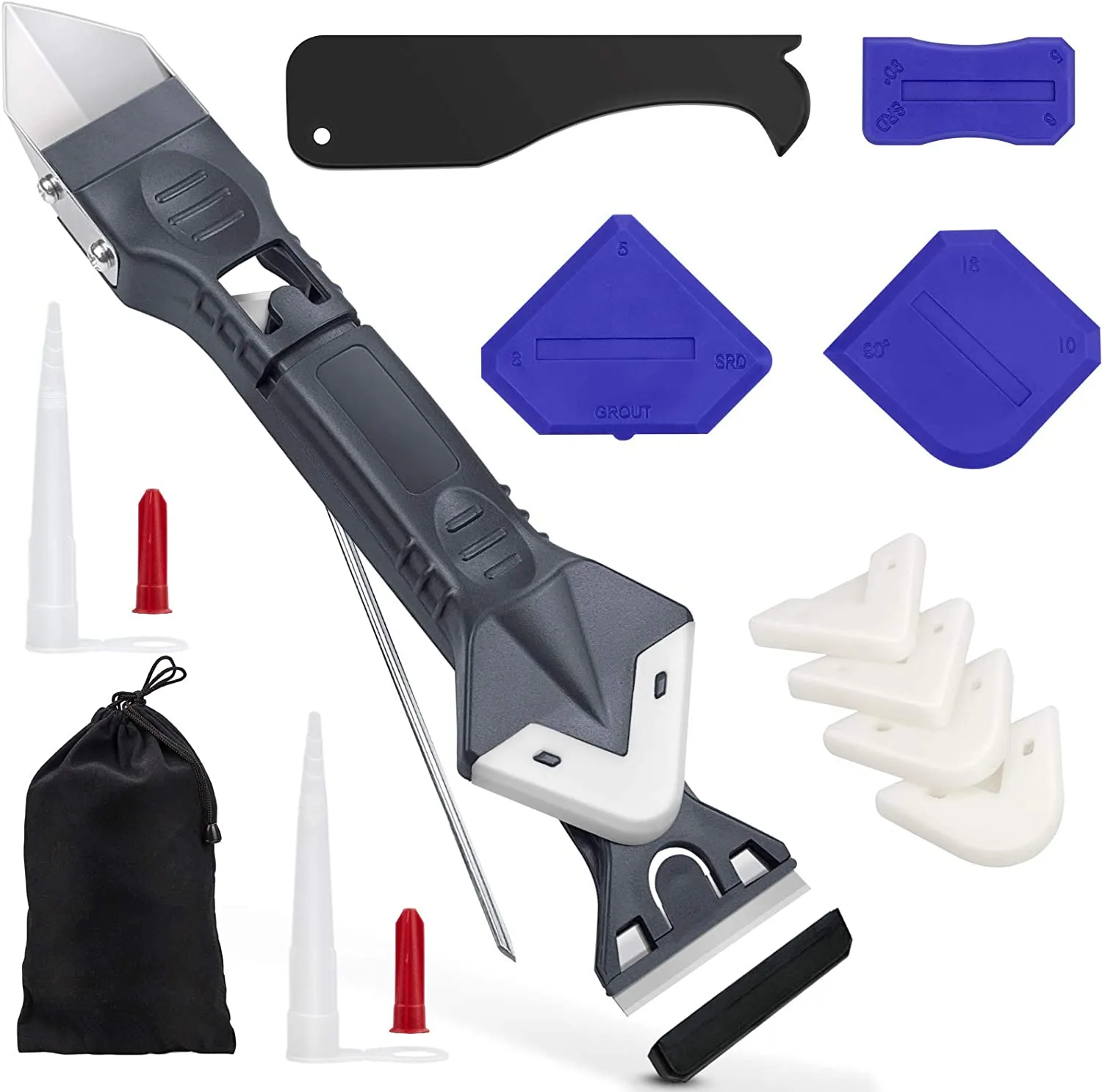 Lanpard Strumento per Calafataggio in Silicone da 15 Pezzi, Kit di Raschietto in Silicone con Spatole Silicone Sigillante 5 in 1