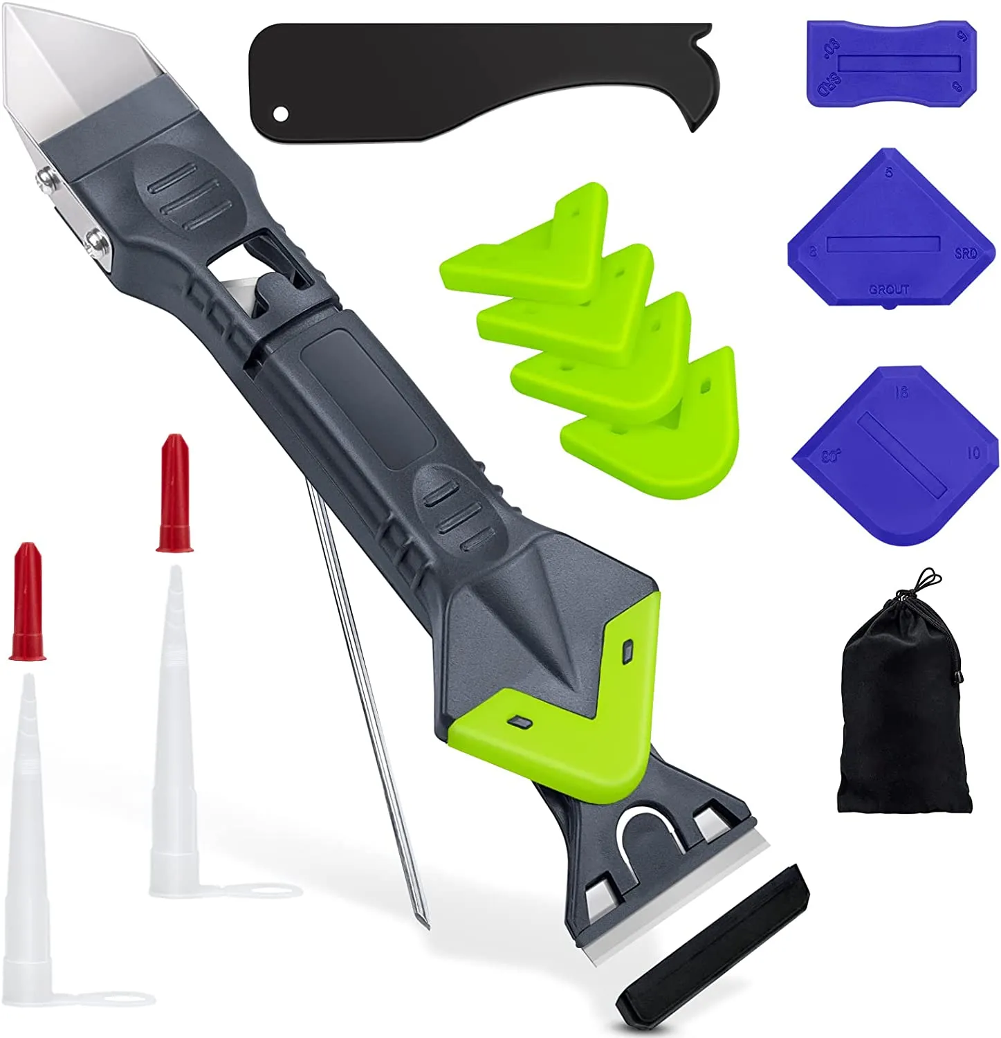 Lanpard Strumento per Calafataggio in Silicone da 15 Pezzi, Kit di Raschietto in Silicone con Spatole Silicone Sigillante 5 in 1