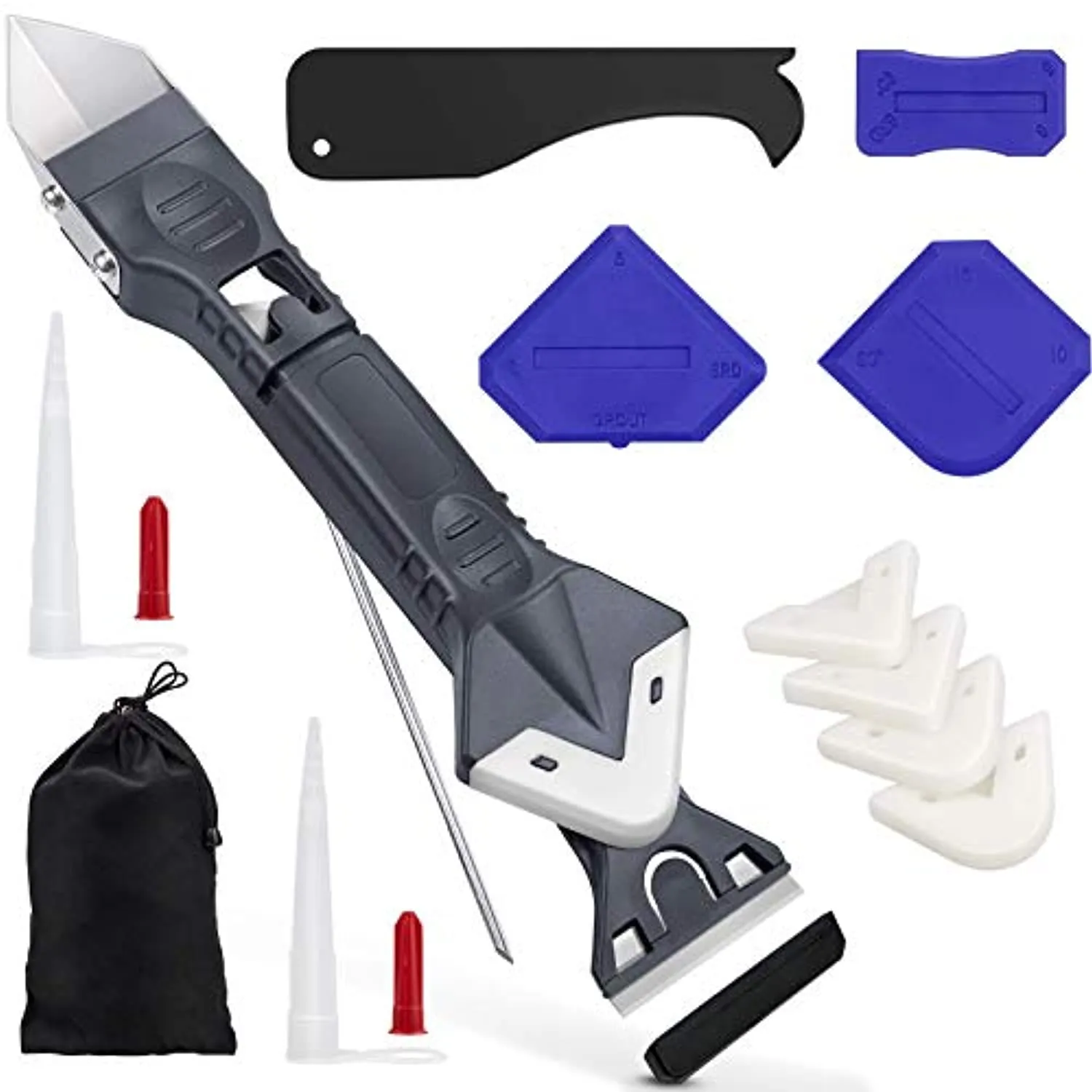 Lanpard Strumento per Calafataggio in Silicone da 15 Pezzi, Kit di Raschietto in Silicone con Spatole Silicone Sigillante 5 in 1