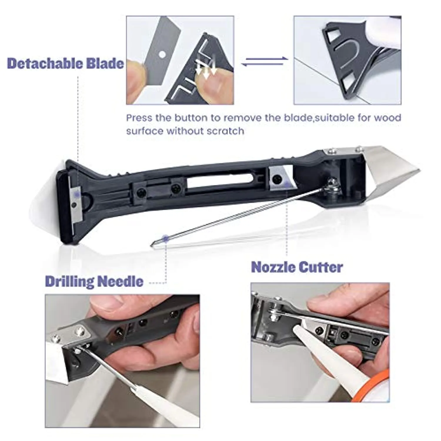 Lanpard Strumento per Calafataggio in Silicone da 15 Pezzi, Kit di Raschietto in Silicone con Spatole Silicone Sigillante 5 in 1