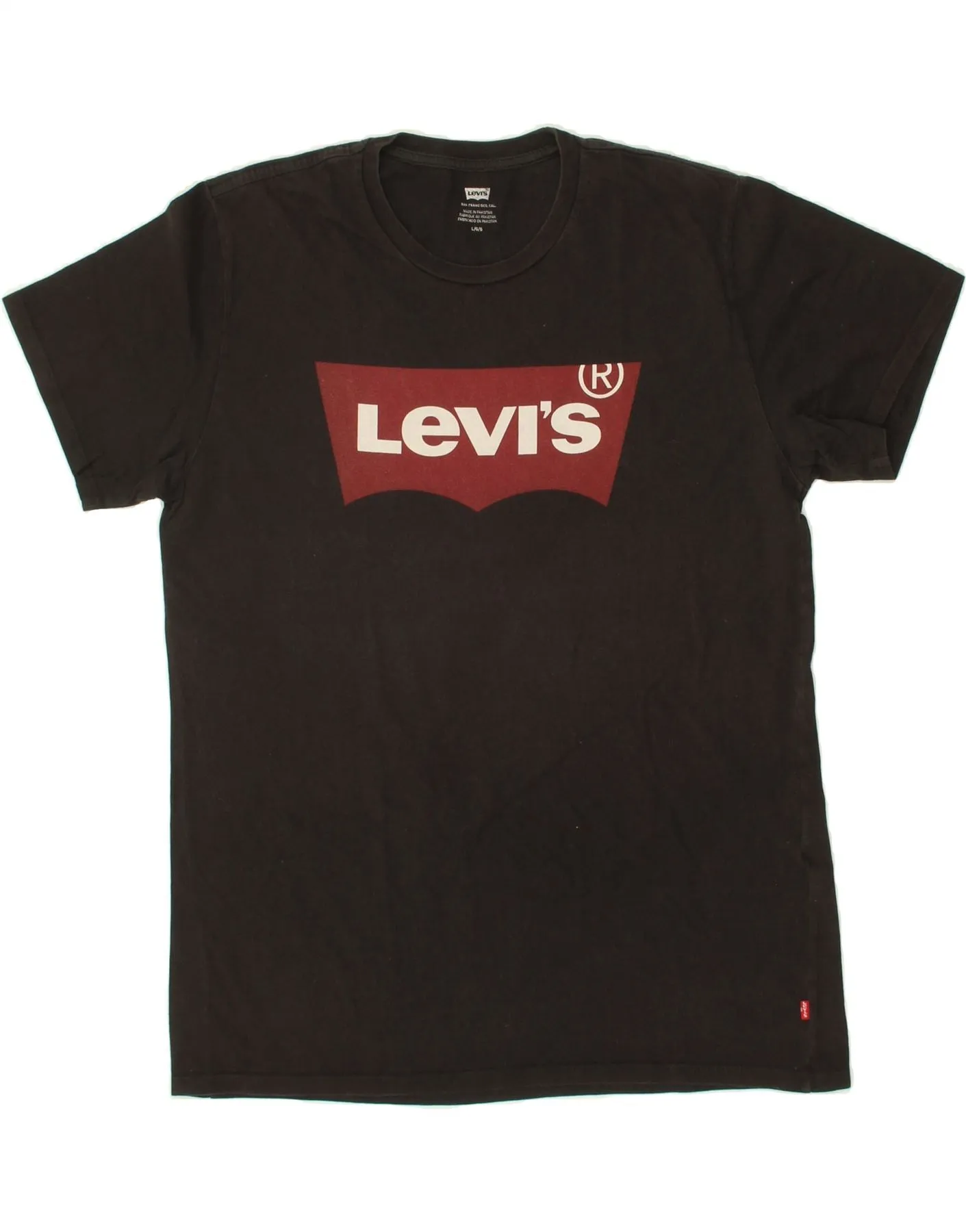 LEVI'S Mens Graphic T-Shirt Top Large Black Cotton