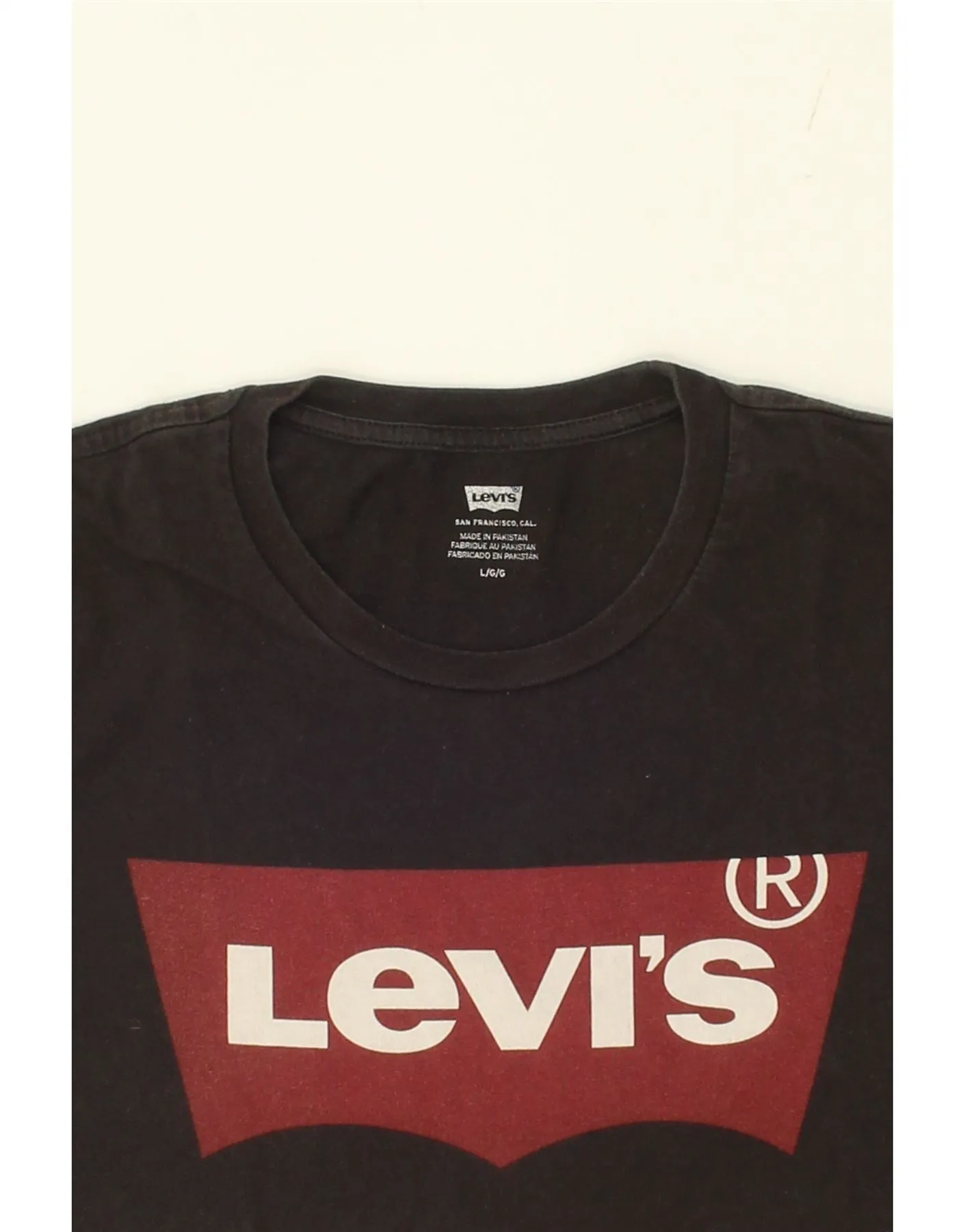LEVI'S Mens Graphic T-Shirt Top Large Black Cotton