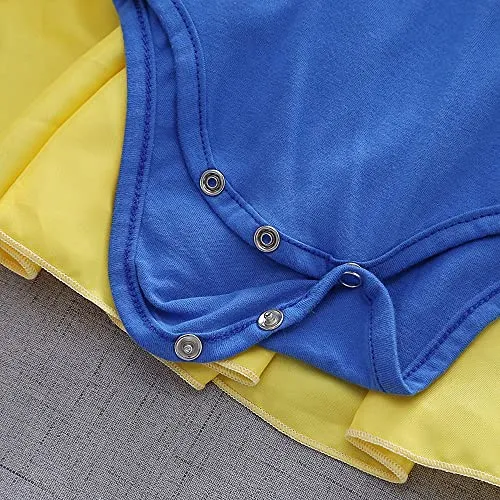Lito Angels Vestito da Principessa Biancaneve Pagliaccetto per Bimba Bambina, Bebè Body Tutina con Fascia, Taglia 3-6 Mesi, Gial
