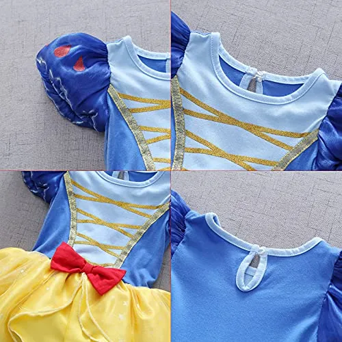 Lito Angels Vestito da Principessa Biancaneve Pagliaccetto per Bimba Bambina, Bebè Body Tutina con Fascia, Taglia 3-6 Mesi, Gial