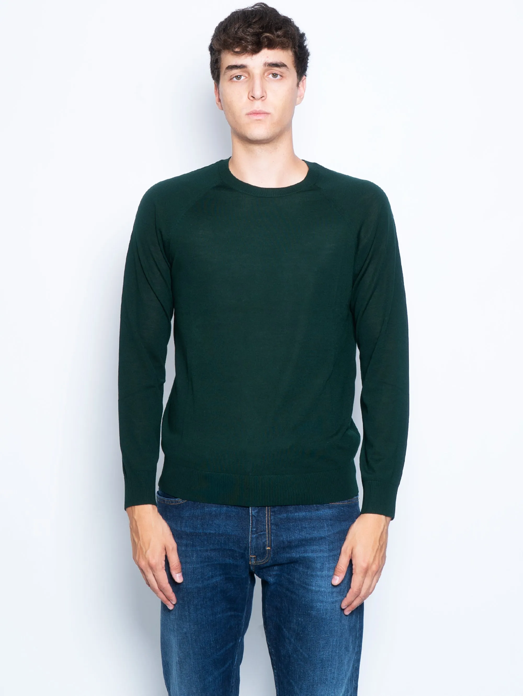 Maglia in Lana Merino con Manica Raglan Verde