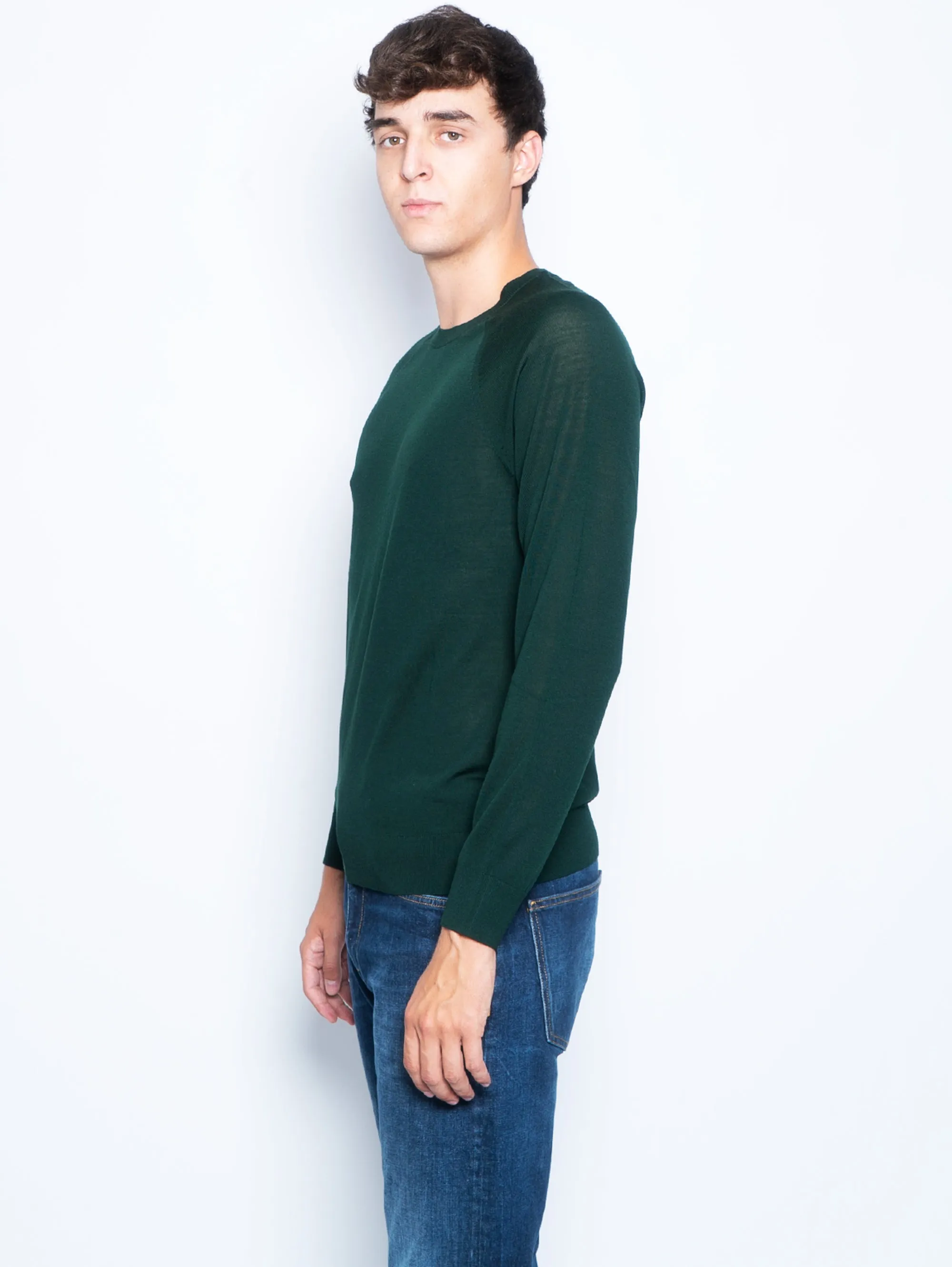 Maglia in Lana Merino con Manica Raglan Verde