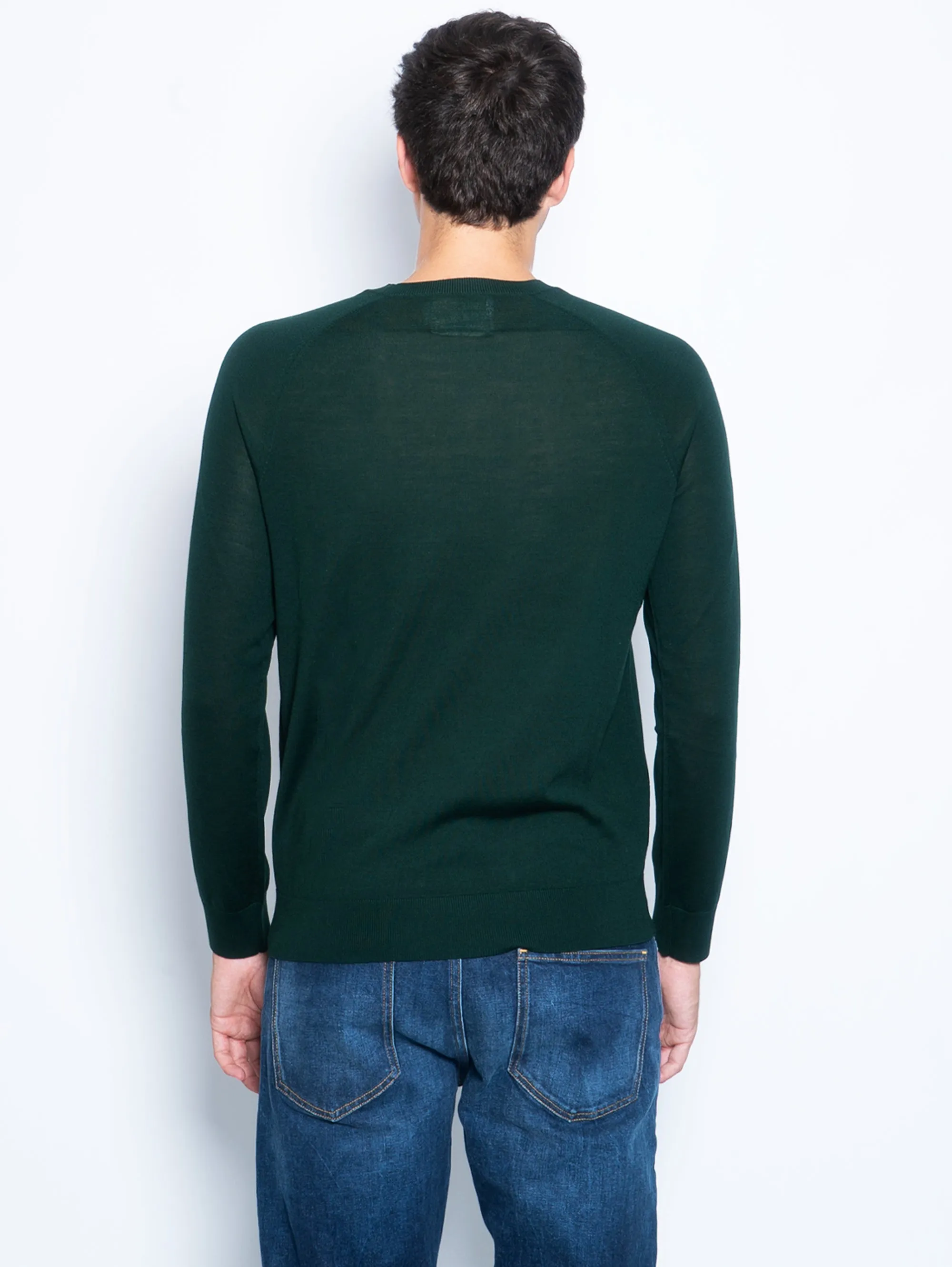 Maglia in Lana Merino con Manica Raglan Verde