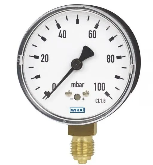 Manometro WIKA, -60mbar → 0mbar max, G 1/4, Ø est. 63mm
