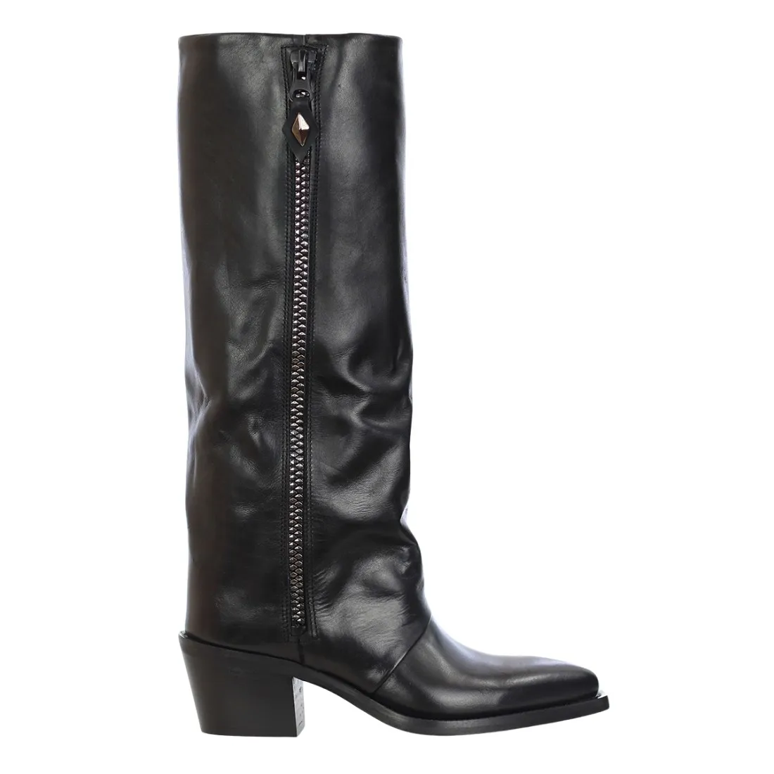 METISSE - Stivale in pelle di vitello con zip estetica