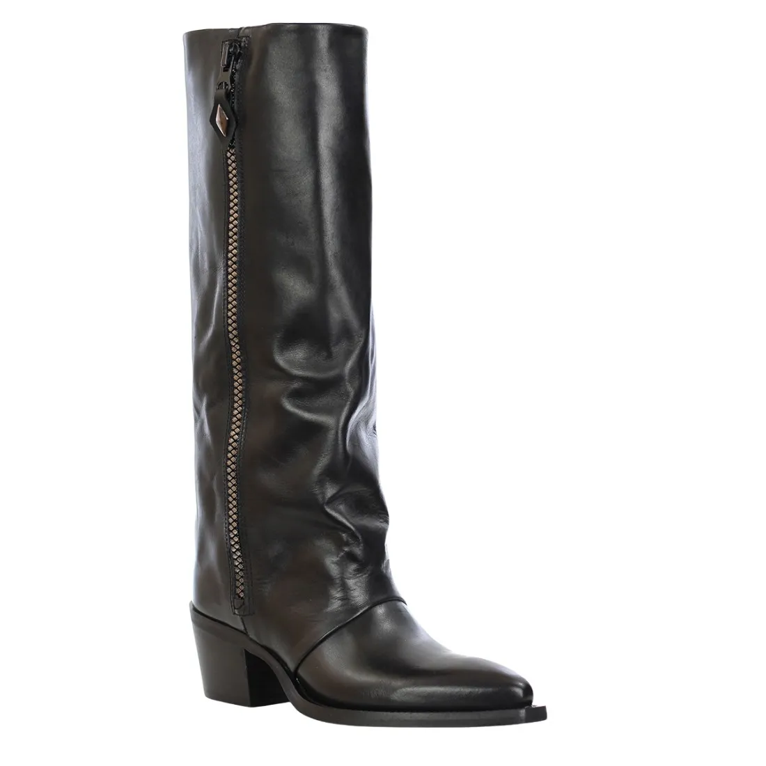 METISSE - Stivale in pelle di vitello con zip estetica