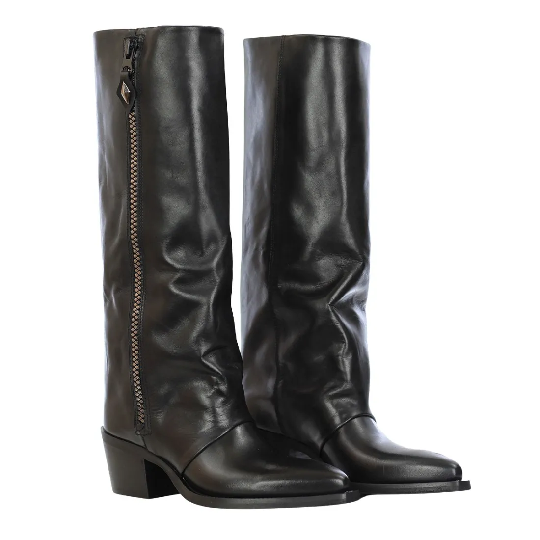 METISSE - Stivale in pelle di vitello con zip estetica