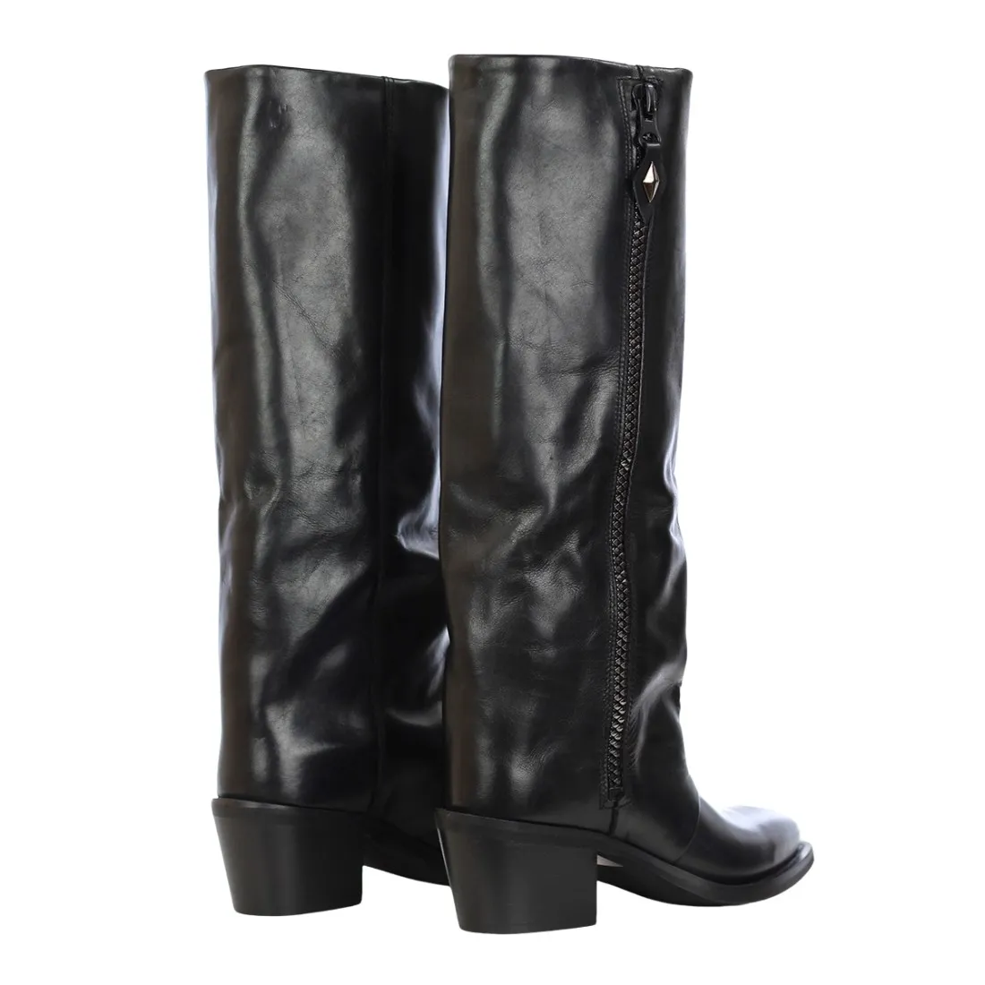METISSE - Stivale in pelle di vitello con zip estetica