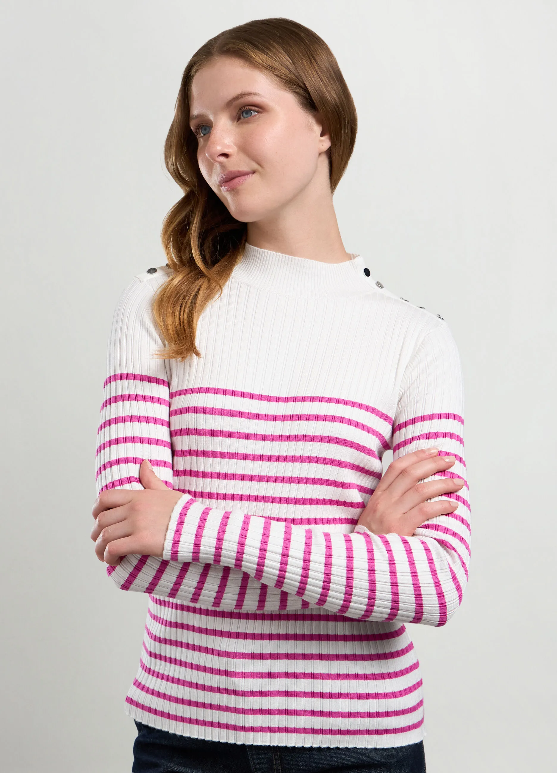 NICE & CHIC  T-shirt in costina di misto viscosa 