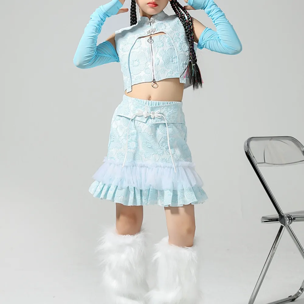 Nuovo costume da ballo cinese, costume da ballo jazz alla moda, costume da spettacolo jazz per bambini, gatto in stile cinese da