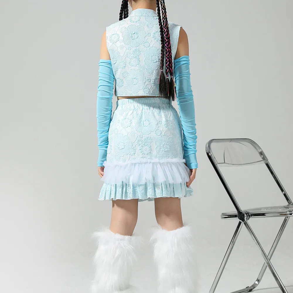 Nuovo costume da ballo cinese, costume da ballo jazz alla moda, costume da spettacolo jazz per bambini, gatto in stile cinese da